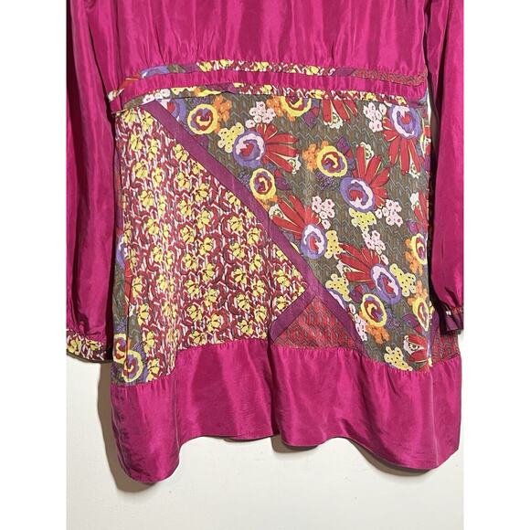 Johnny Was EUC Magenta Floral Embroidered Bohemian Button Tunic Top Shirt XS - Picture 8 of 10